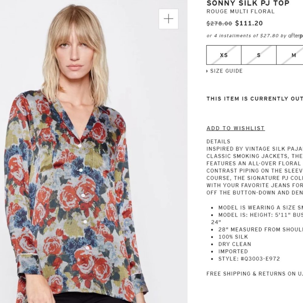 🥵‼️Price DROP‼️🥵EQUIPMENT Women's Small Sonny Silk PJ Top